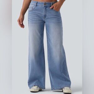 HALARA Flex™ Low Rise Pockets Washed Baggy Wide Leg Casual Jeans